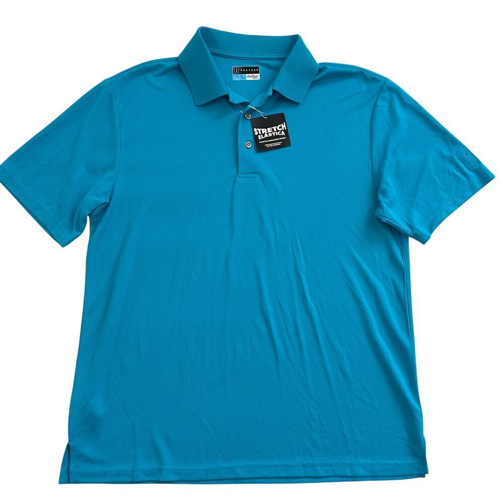 NWT PGA Tour Airflux Short Sleeve Polo Shirt Blue Large